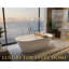Baignoire de trempage autoportante en acrylique 63 po, finition blanc brillant, rebord roulé, trop-plein chromé et bonde escamotable, capacité de 127 gallons