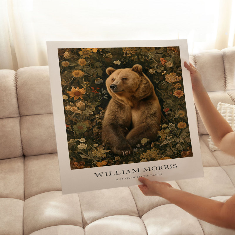 Animaux, reproduction d'art encadrée William Morris Bear, H 14 po x l 14 po