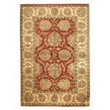 Hand Knotted Wool Oriental Area Rug in Red And Gold