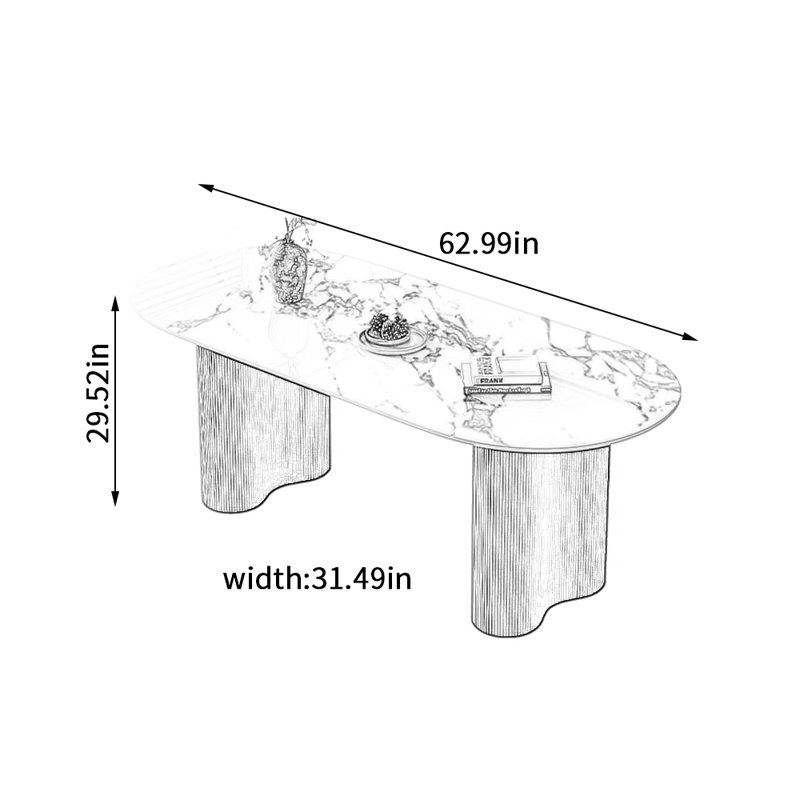 Table de salle à manger Modern, H 29,52 po x L 62,99 po x l 31,49 po