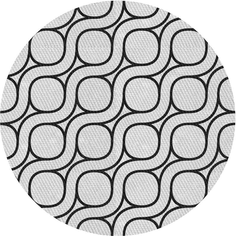 Tapis gris/noir tissé à la machine, Rond 8 pi