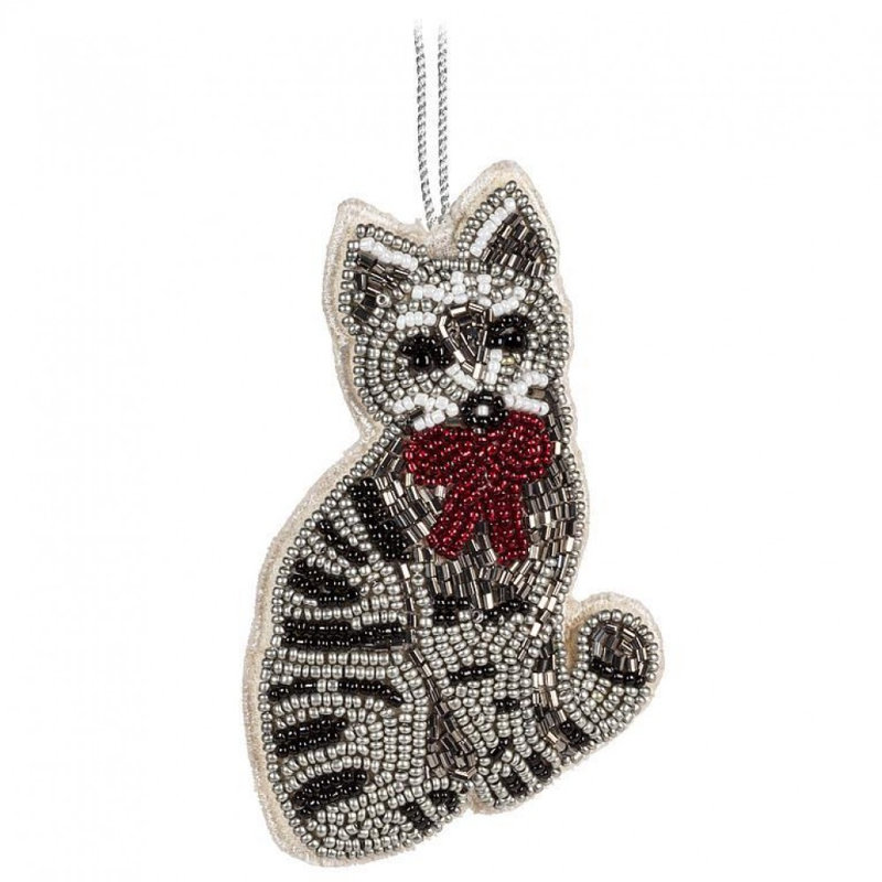 Tabby Cat Bead Ornament