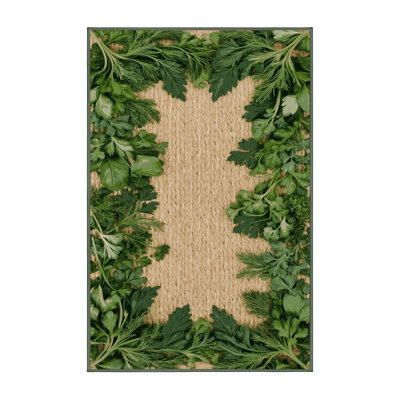 Tapis botanique brun lavable à la machine