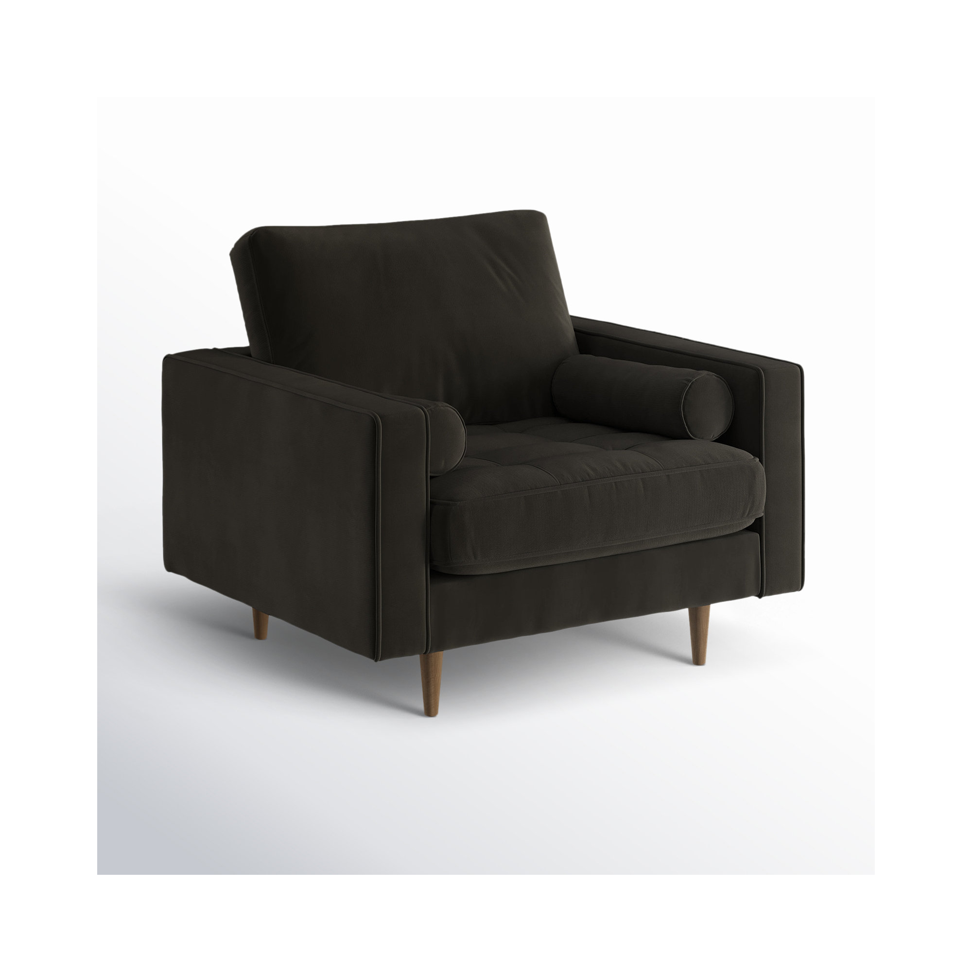 Geo Upholstered Armchair, Bella Smoke Performance Velvet
