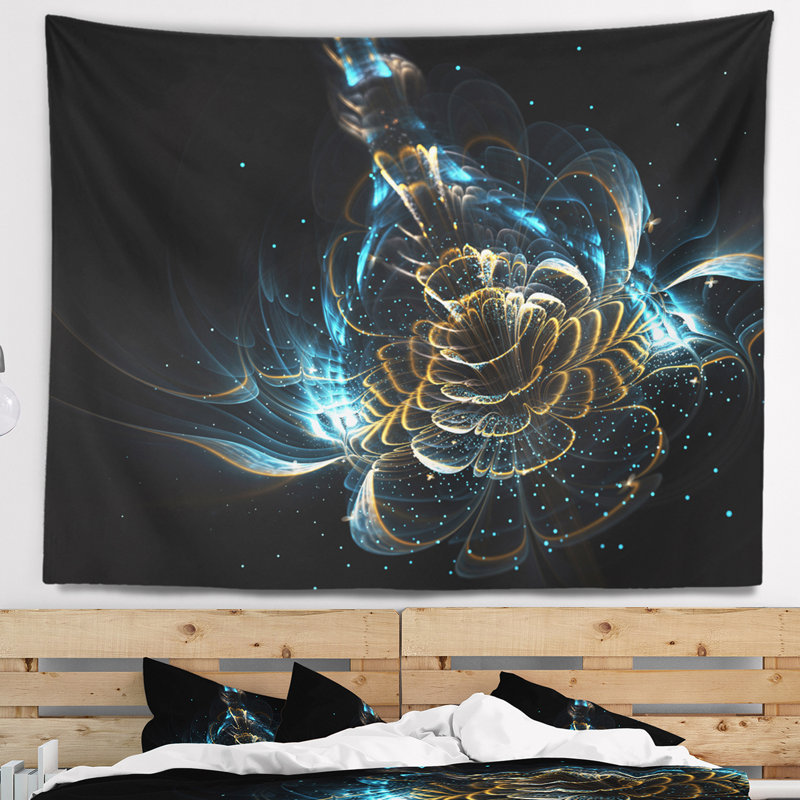 Tapisserie florale florale bleue brillante, H 32 po x l 39 po