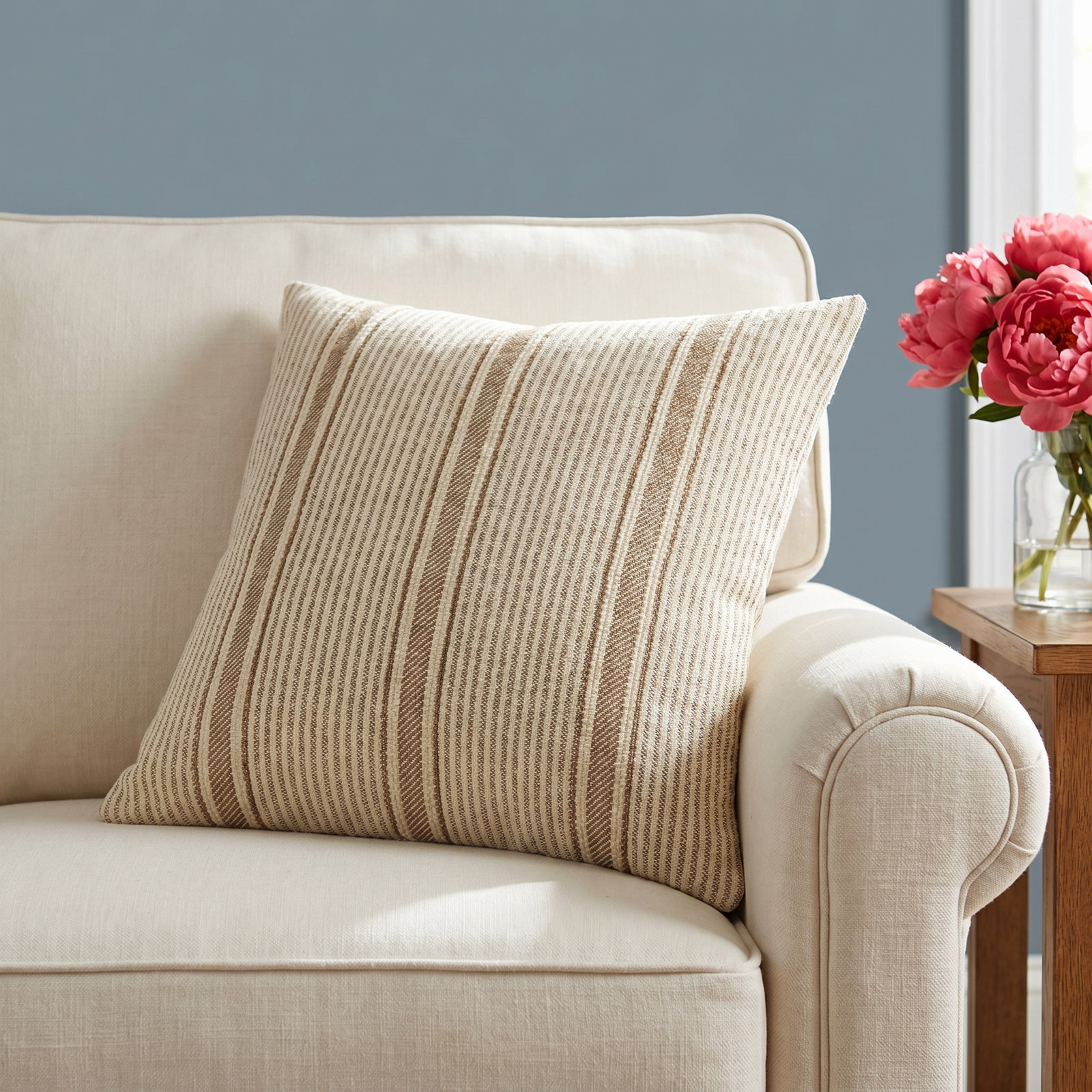 Risco Cotton Throw Pillow, 18" x 18", Down