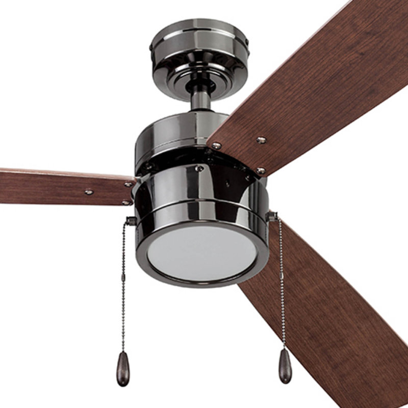 Madrona 52'' Ceiling Fan with LED Light, Matte Black, Oak