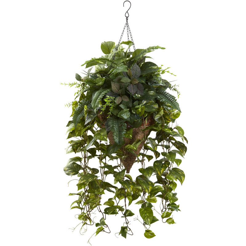 Vining Mixed Greens Artificial Hanging Basket