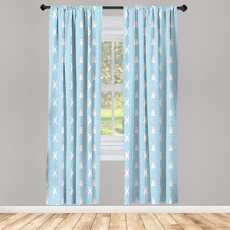 Easter Bunny Semi-Sheer Rod Pocket Curtain Panels, 28" x 84"