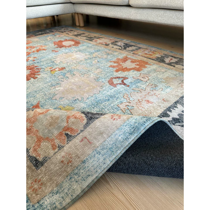 Tapis en coton avec envers antidérapant Lanney, Rectangle 3 pi 11 po x 8 pi 10 po