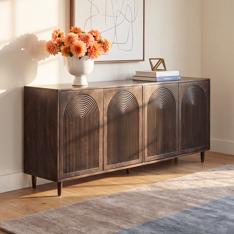 Claudia 71.75'' Solid Wood Sideboard, Light Brown
