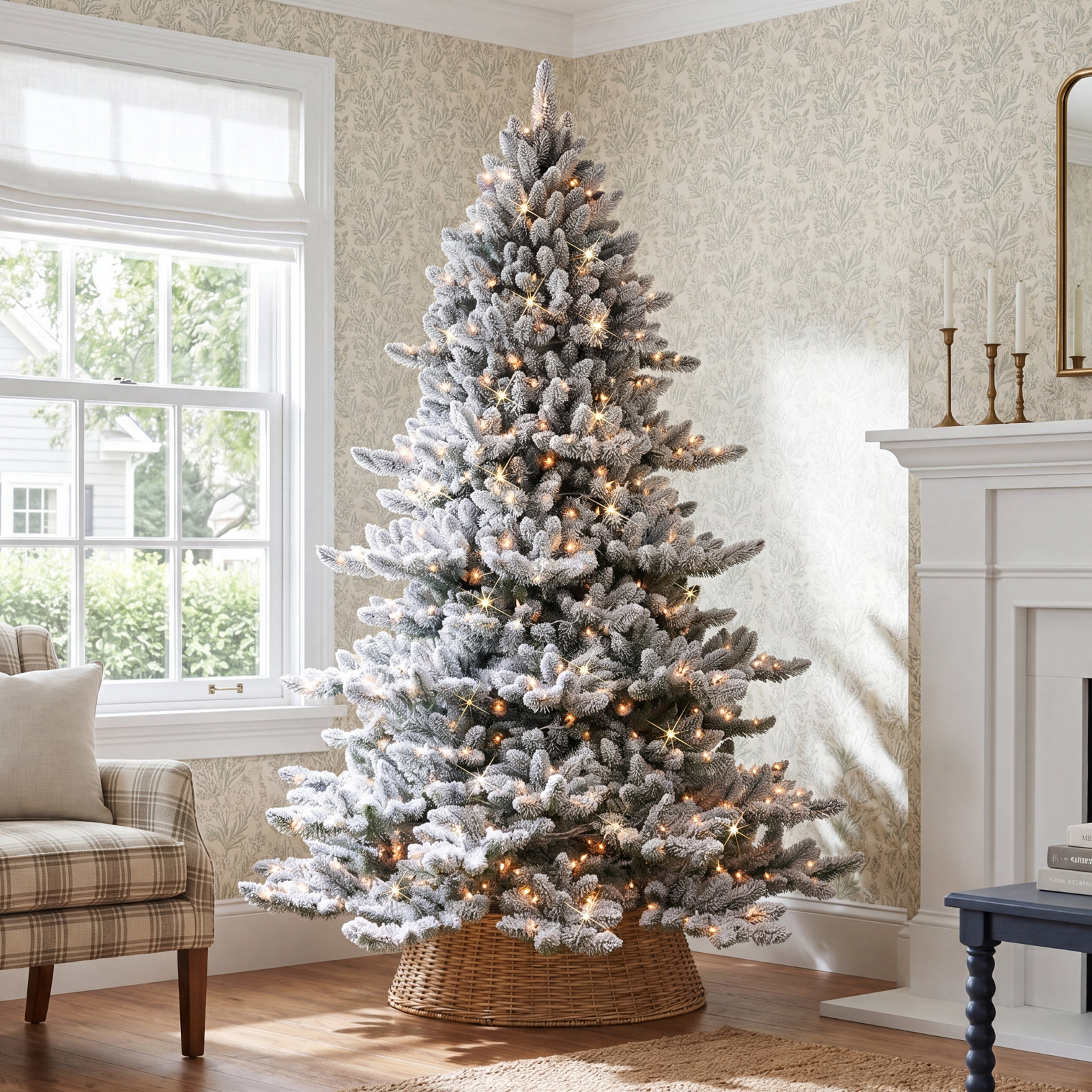 Frosted 7.5' Pre-Lit Spruce Christmas Tree, 7.5' H