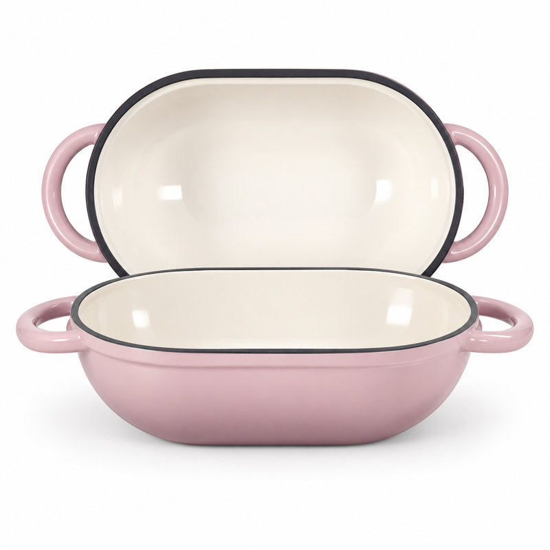 COSTASKF 5 qt. Non-Stick Enameled Cast Iron Oval Dutch Oven with Lid, Rose