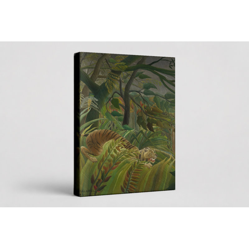 Tigre dans une tempête tropicale (Surpris!) (1891) - Portrait, art mural sur toile, 14" W x 11" H