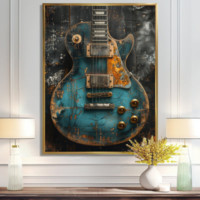  'Green Guitar Goddess Portrait - Music Jazz Wall Art Print