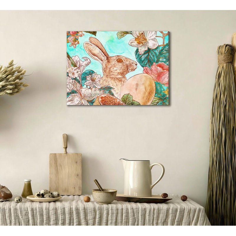 Cadre mural en bois massif Pâques
