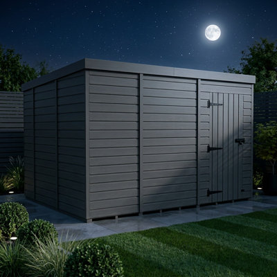 Total Sheds 13ft x 10ft Composite Pent Garden Shed - Single Door - No Windows - EPDM Rubber Roof - UK Manufactured