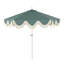 Parasol d'extérieur à frange bohémienne de 9 pi avec manivelle et inclinaison Collins, auvent vert festonné résistant aux rayons UV, mât blanc-1412435131-1422570732