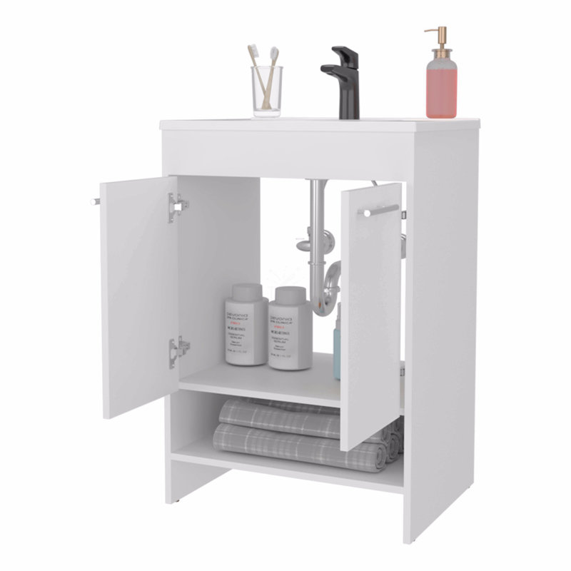 Meuble-lavabo 2 portes avec rangement ouvert