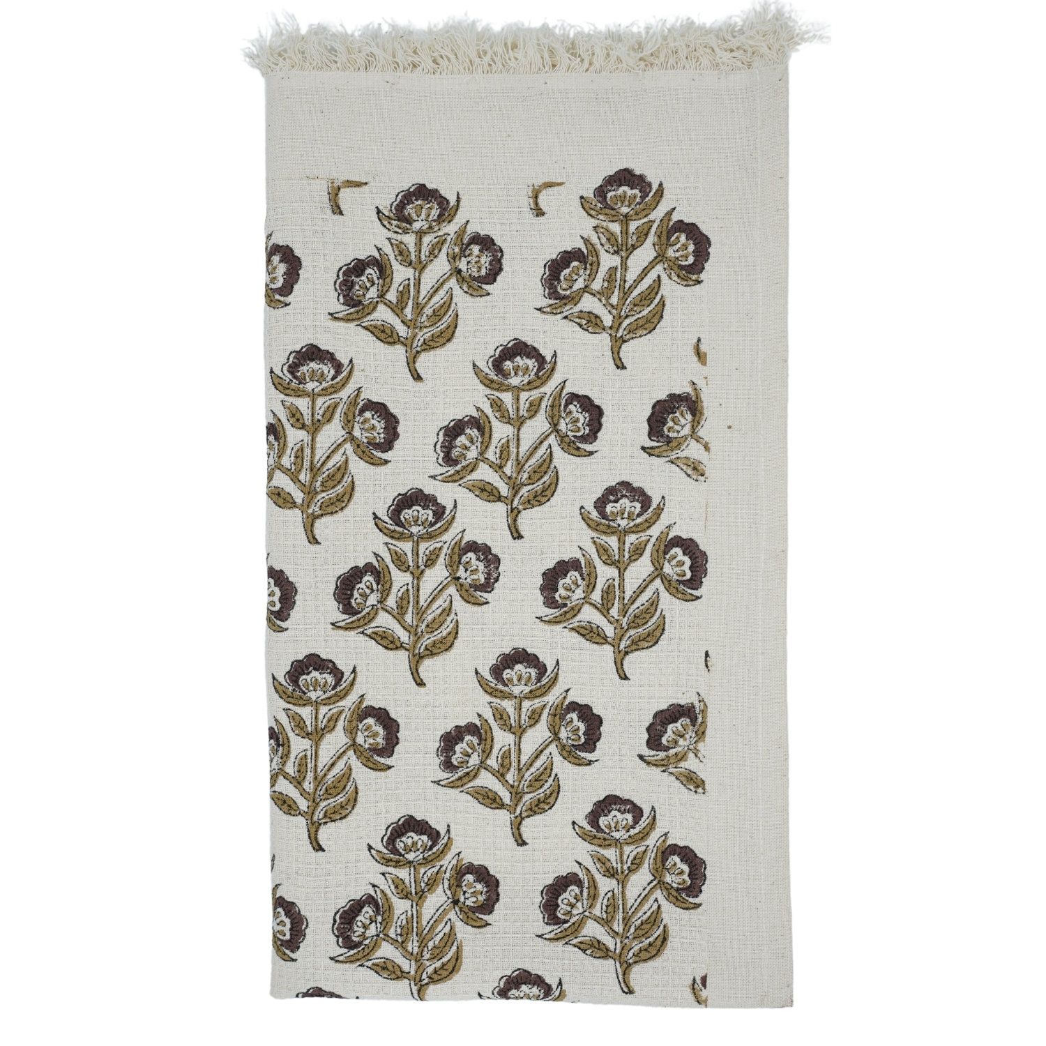 Red Barrel Studio® Stoneybrook 100%Cotton Floral Hand Block Print Waffle Hand Towels - Soft, Absorbent, and Handcrafted to Perfection (Belpatra, Brown) (Set of 2) | Wayfair