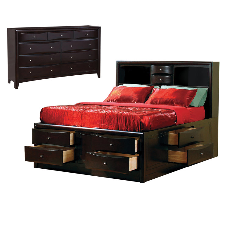 Ensemble de chambre à coucher 2 pièces avec commode Hedlund Cappuccino, Grand