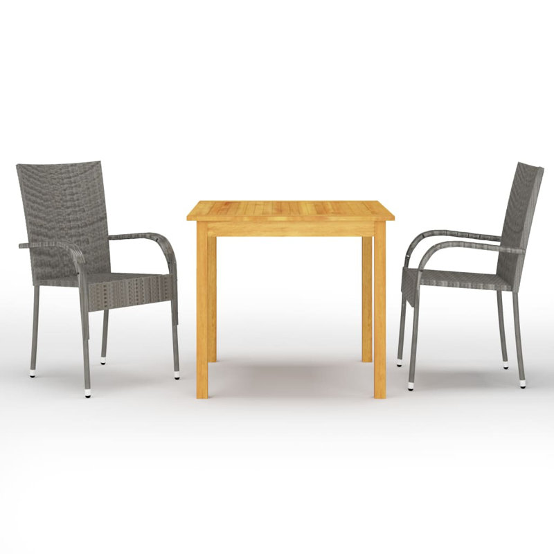 Ensemble bistro carré pour 2 personnes, gris