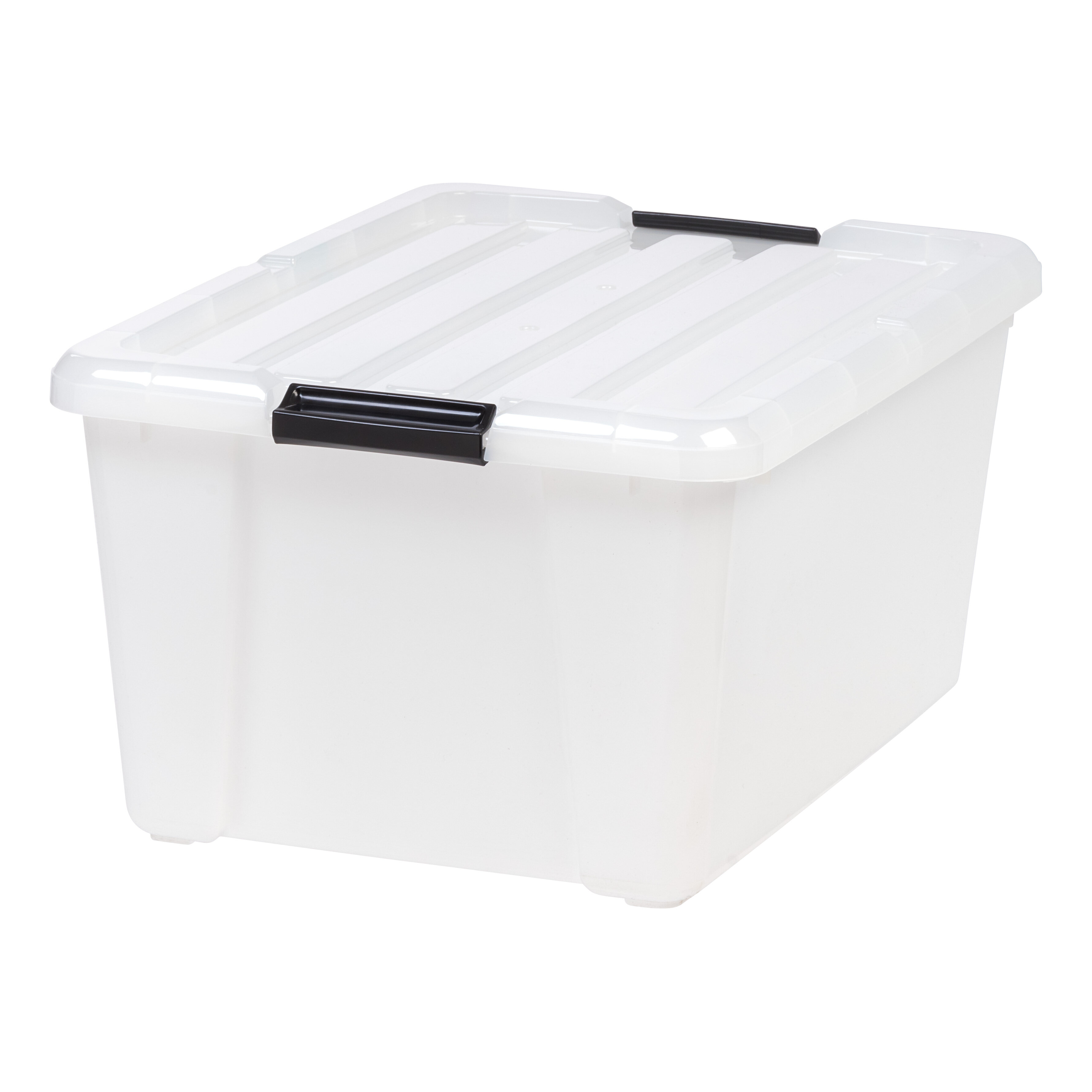 Basics 32 Quart Stackable Plastic Storage Bin with Latching Lid