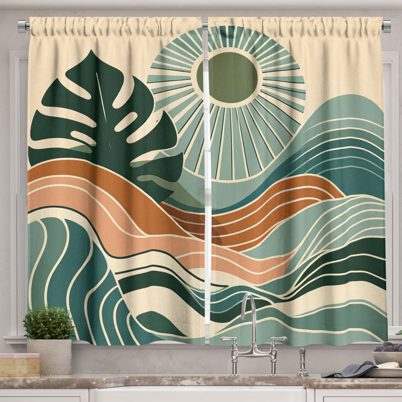 Monstera Kitchen Curtain, 55" W x 24" L