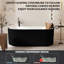 Baignoire autoportante 59 po en acrylique, extérieur noir rayé blanc, couvercle de trop-plein et bonde escamotable-126086419