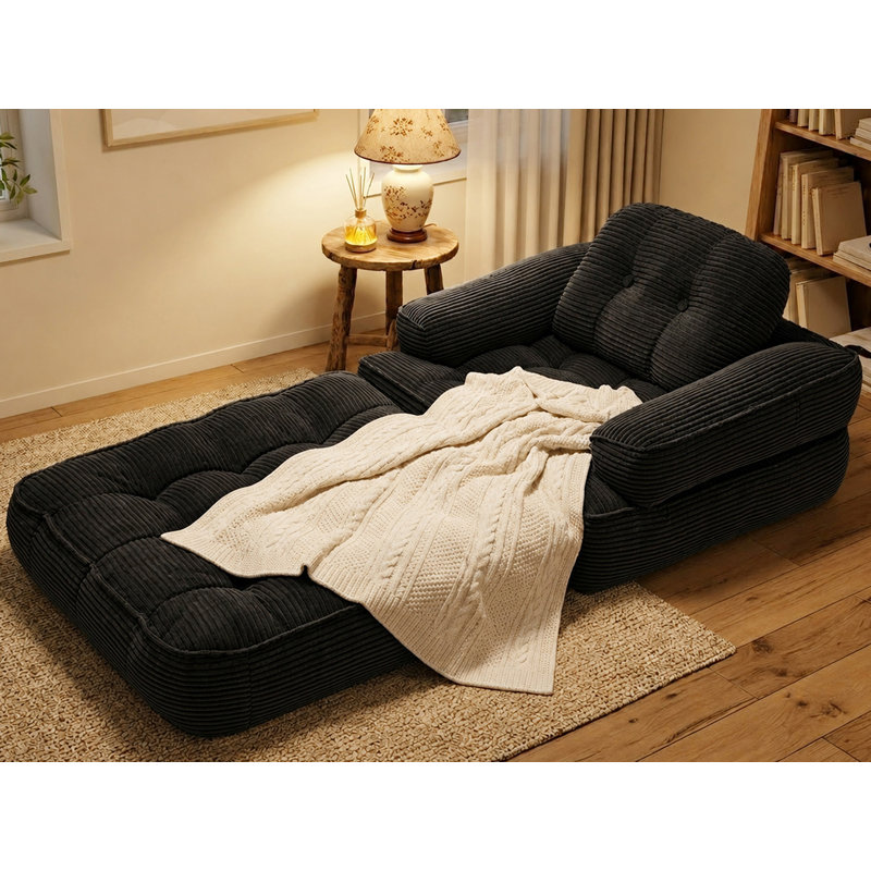 Fauteuil convertible Boneless, Black Corduroy