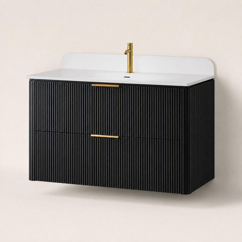 Ensemble de meuble-lavabo mural 36 po, Noir, 36"