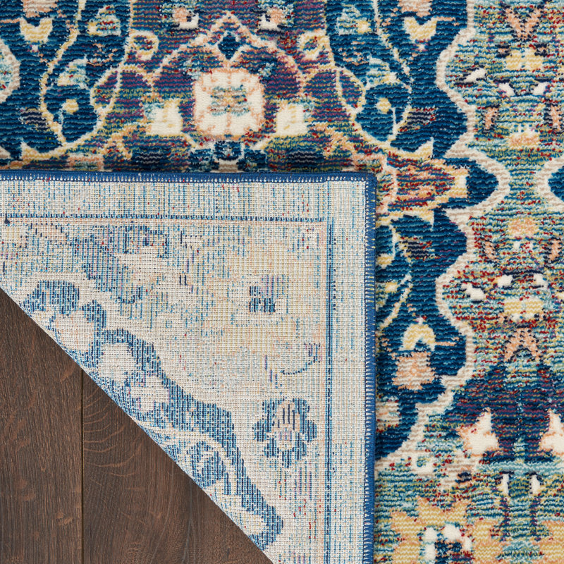 Ankara Global Bordered Navy Multicolor Area Rug, Rectangle 7'10" x 9'10"
