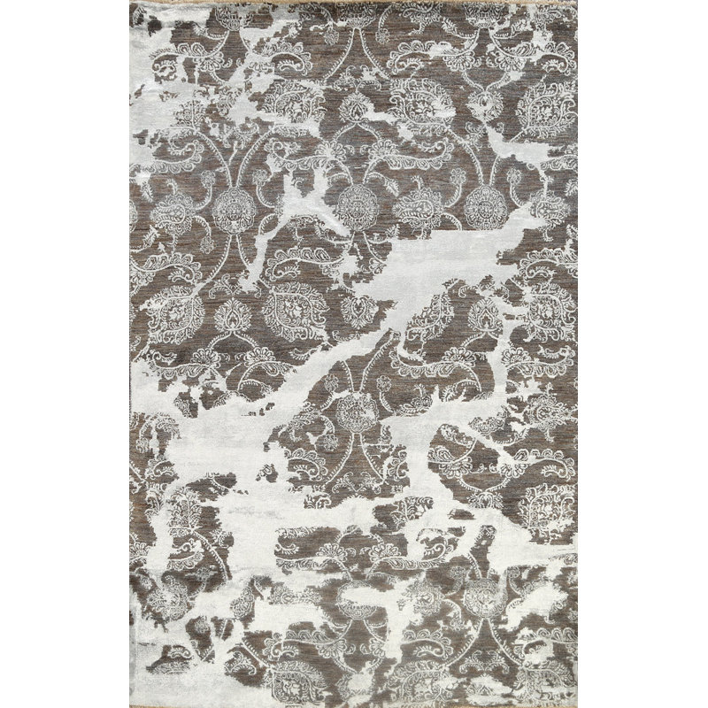 Tapis oriental floral abstrait à motif floral tout teint noué à la main 6 pi x 9 pi 1 po