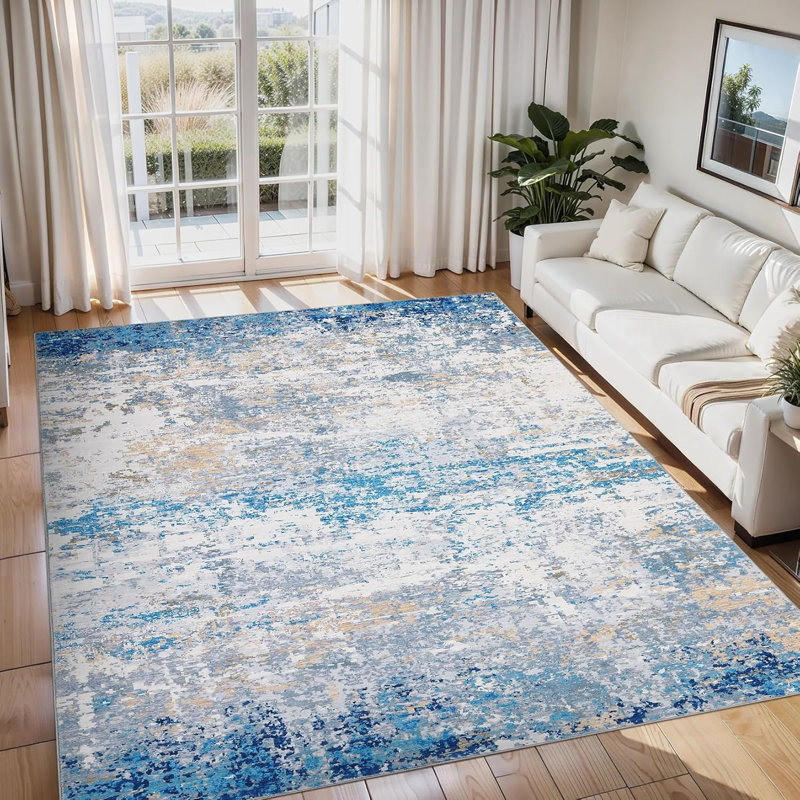 Rectangle Abstract Area Rug, Blue 2, Rectangle 160 x 230 cm