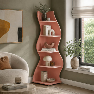 Stylish 5-Tier Corner Shelf with Vintage Design and Spacious Storage, Perfect for Small Spaces and Modern Interiors