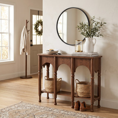 Vintage Arch Console Table 39.37" × 12.60" × 35.43", 2-Tier Wood Look Entryway Sofa Table for Foyer, Hallway, Behind Sofa