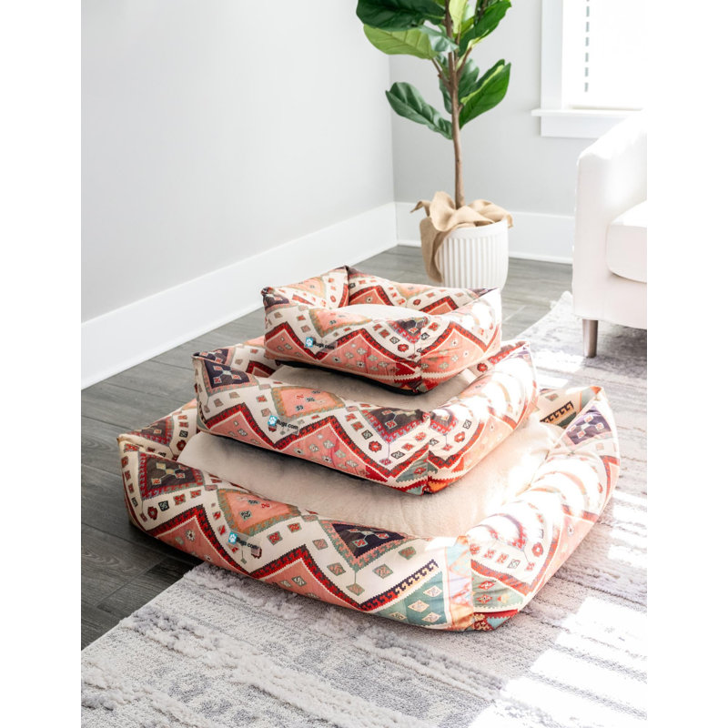 Tapis pour lit de qualité supérieure Rugs.com, H 7,5 po x l 24 po x P 28 po, Orange / rouge / brun / crème / ivoire / vert gé