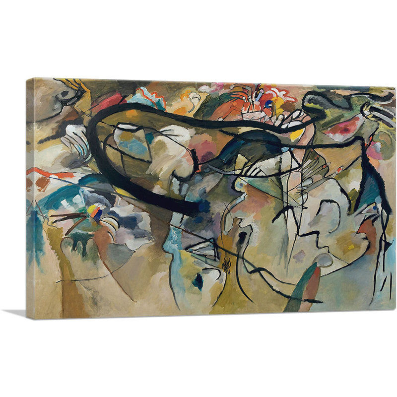 "Composition 5" par Wassily Kandinsky - reproduction d'art sur toile tendue, H 12 po x l 18 po x P 0,75 po