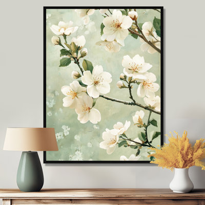 Fleurs de cerisier blanches printanières - Art mural fleur de cerisier