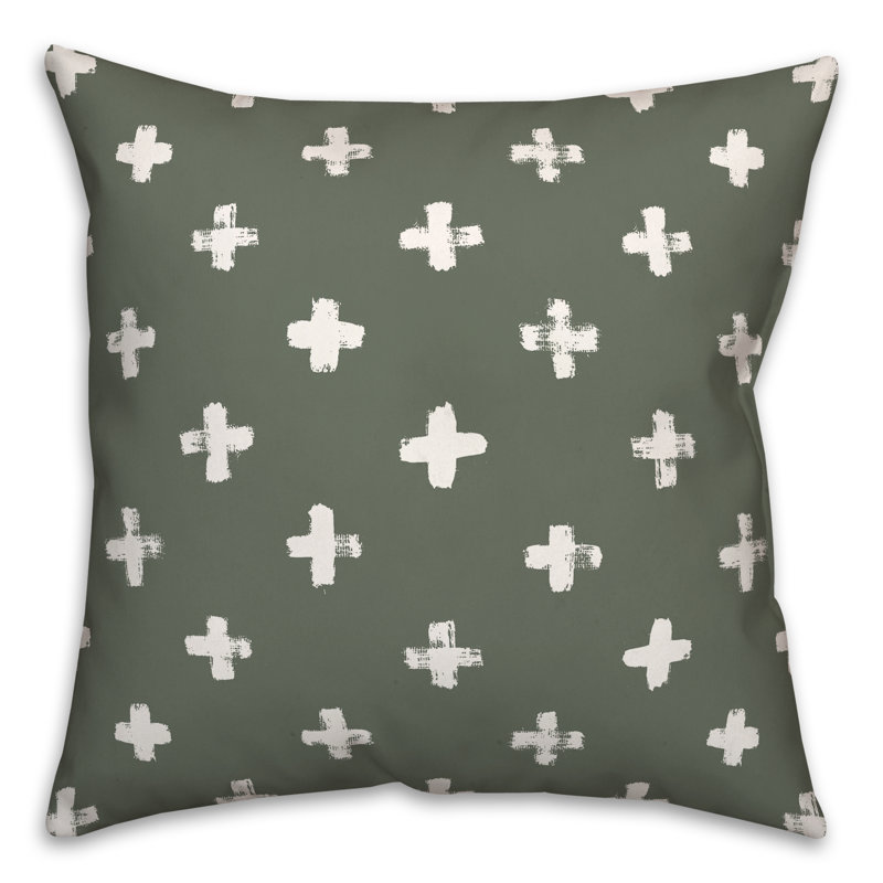  Coussin décoratif intérieur / extérieur en polyester à pois, H 18 po x l 18 po, Sauge