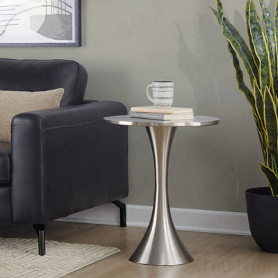 Brushed Nickel Metal Accent Table