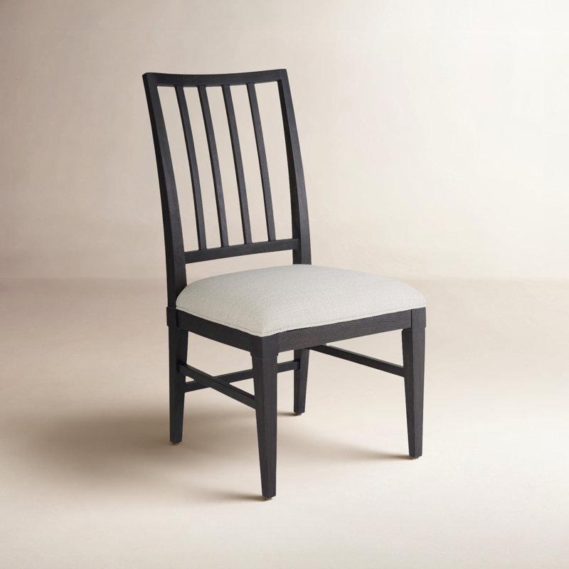 Nadine Solid Wood Slat Back Side Chair, Black