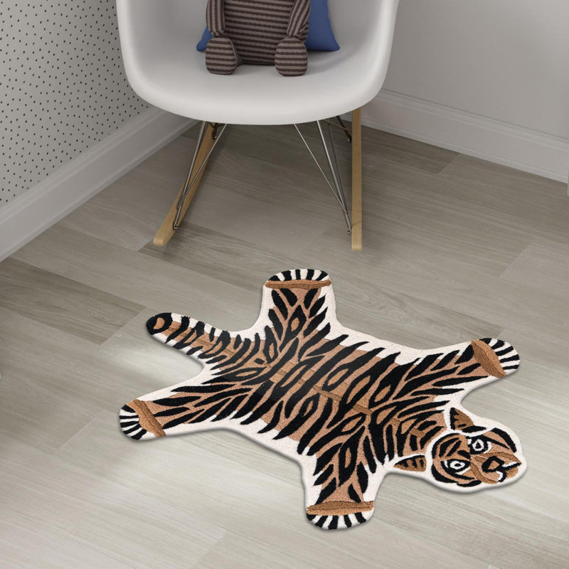 Unique Loom Tiger Playtime Kids Wool Rug, Novelty 2' x 3'1"