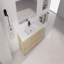 Meuble-lavabo autoportant 48 po avec lavabo en résine et 3 portes d'armoire à fermeture en douceur, contreplaqué, chêne Dune