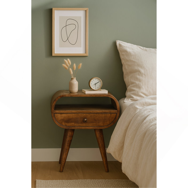 Chestnut Circular Open Bedside, 1-Drawer