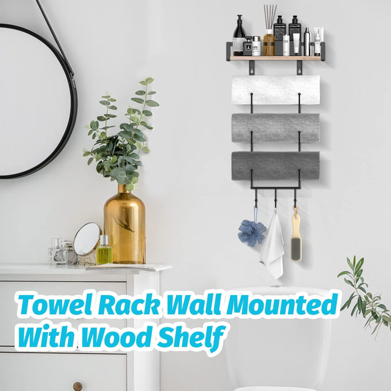 Sophiamaria Metal Bracket Shelf with Hooks