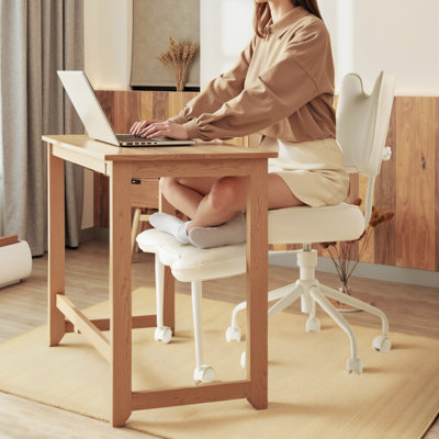 Fauteuil de méditation à pieds croisés avec roulettes, chaise de bureau, fauteuil additionnel, dossier et repose-pieds réglables à siège extra large, fauteuil de yoga en cuir pu pour les travailleurs à domicile sans repos