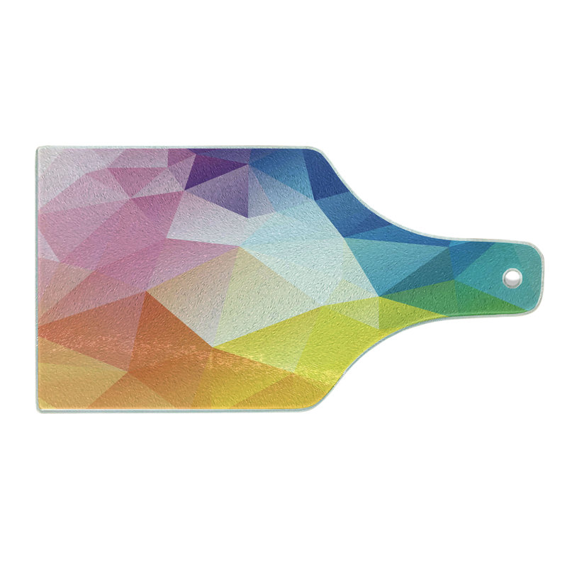 Multicolor Geometric Tempered Glass Cutting and Serving Board