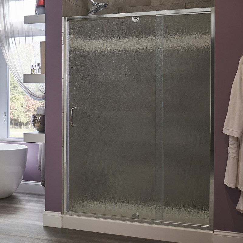  Porte de douche à panneau pivotant sans cadre 42 "x 69", Nickel brossé