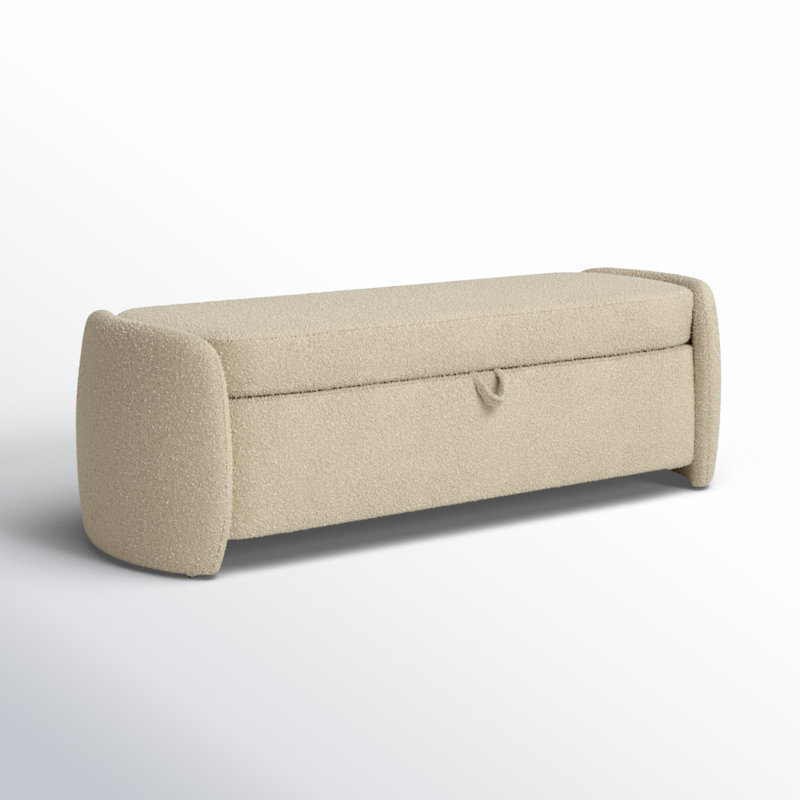 Kalevi 60" Boucle Storage Bench, Oatmeal